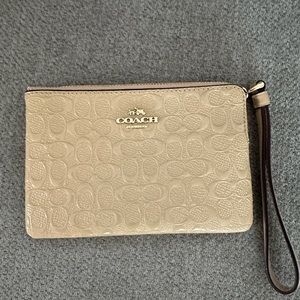 COACH Signature Logo Leather Zip WRISTLET